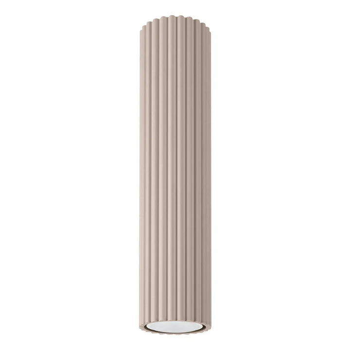Plafonnier karbon allie beige taupe en forme de colonne avec un design minimaliste et ampoules gu10 interchangeables