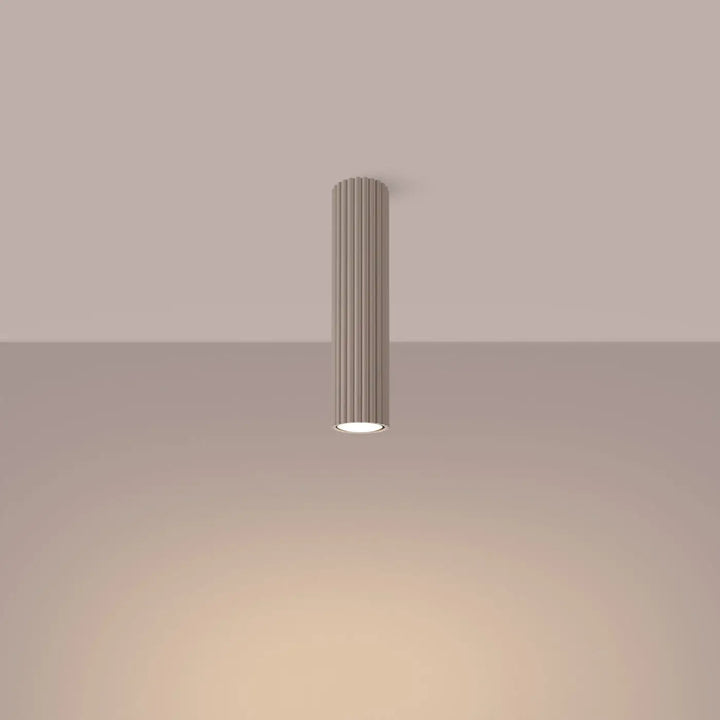 Luminaire plafonnier karbon allie design minimaliste taupe cylindrique avec ampoules gu10 interchangeables et lumière blanche chaude