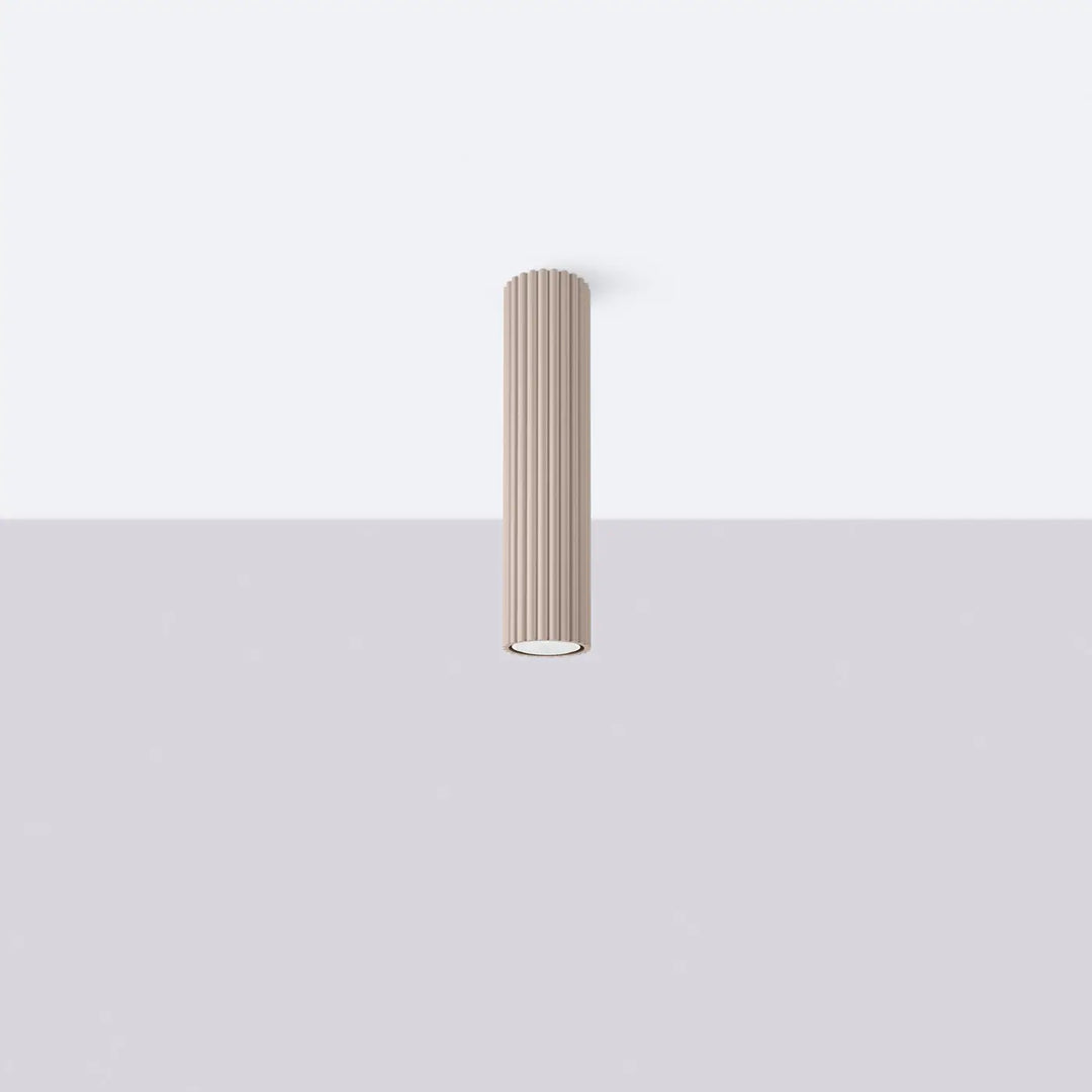 Plafonnier karbon allie beige taupe en design minimaliste avec ampoules gu10 interchangeables et structure cylindrique