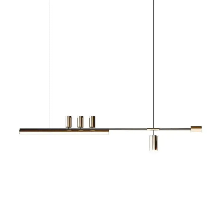 Suspension luminaire restih minimaliste moderne avec cadre en métal noir et accents cylindriques en laiton
