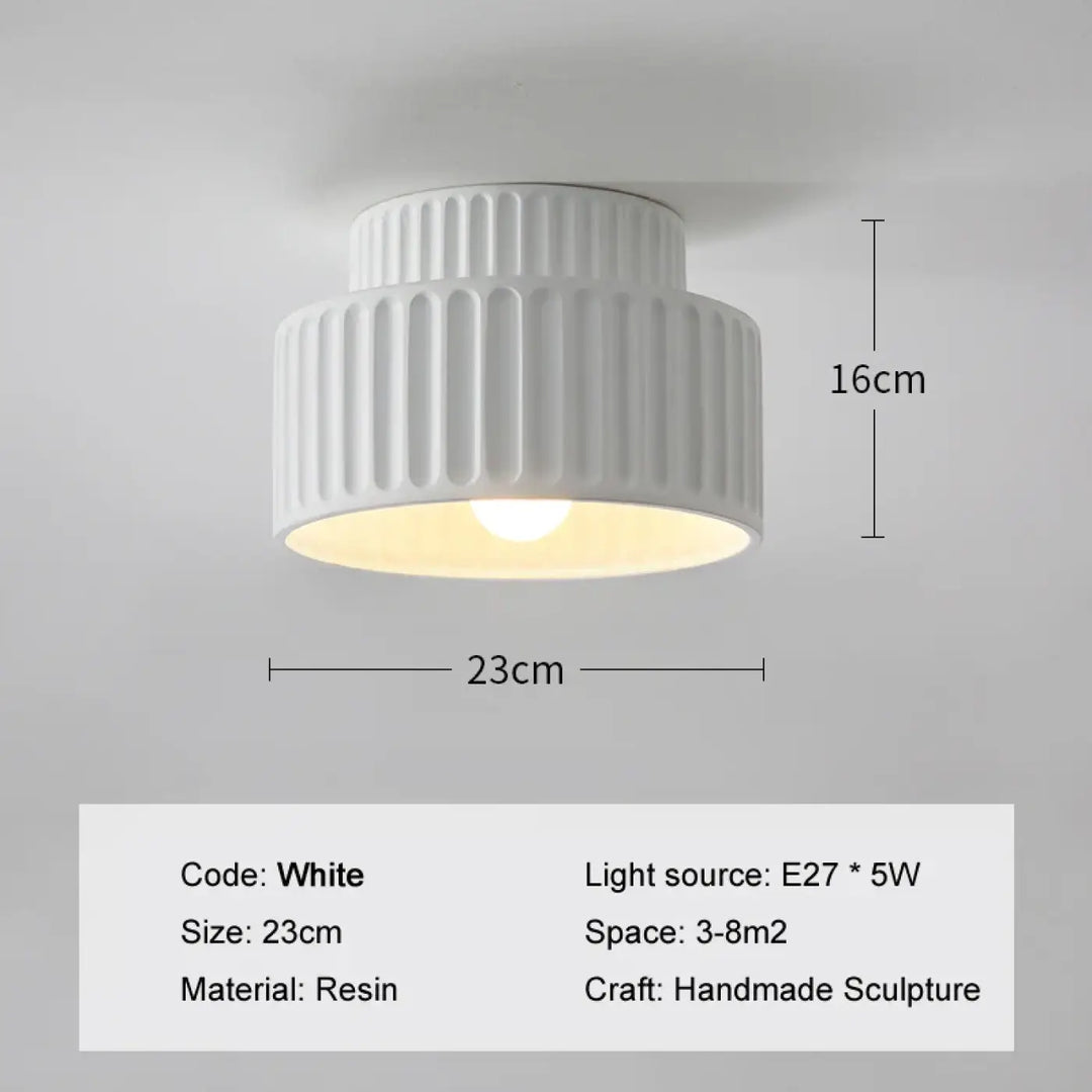 Suspension luminaire crebia en résine blanche avec design cylindrique côtelé et lumière chaude