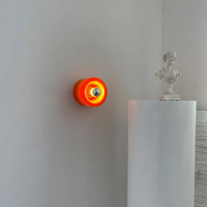 Petite Applique Murale Orange Circulaire En Verre Moderne