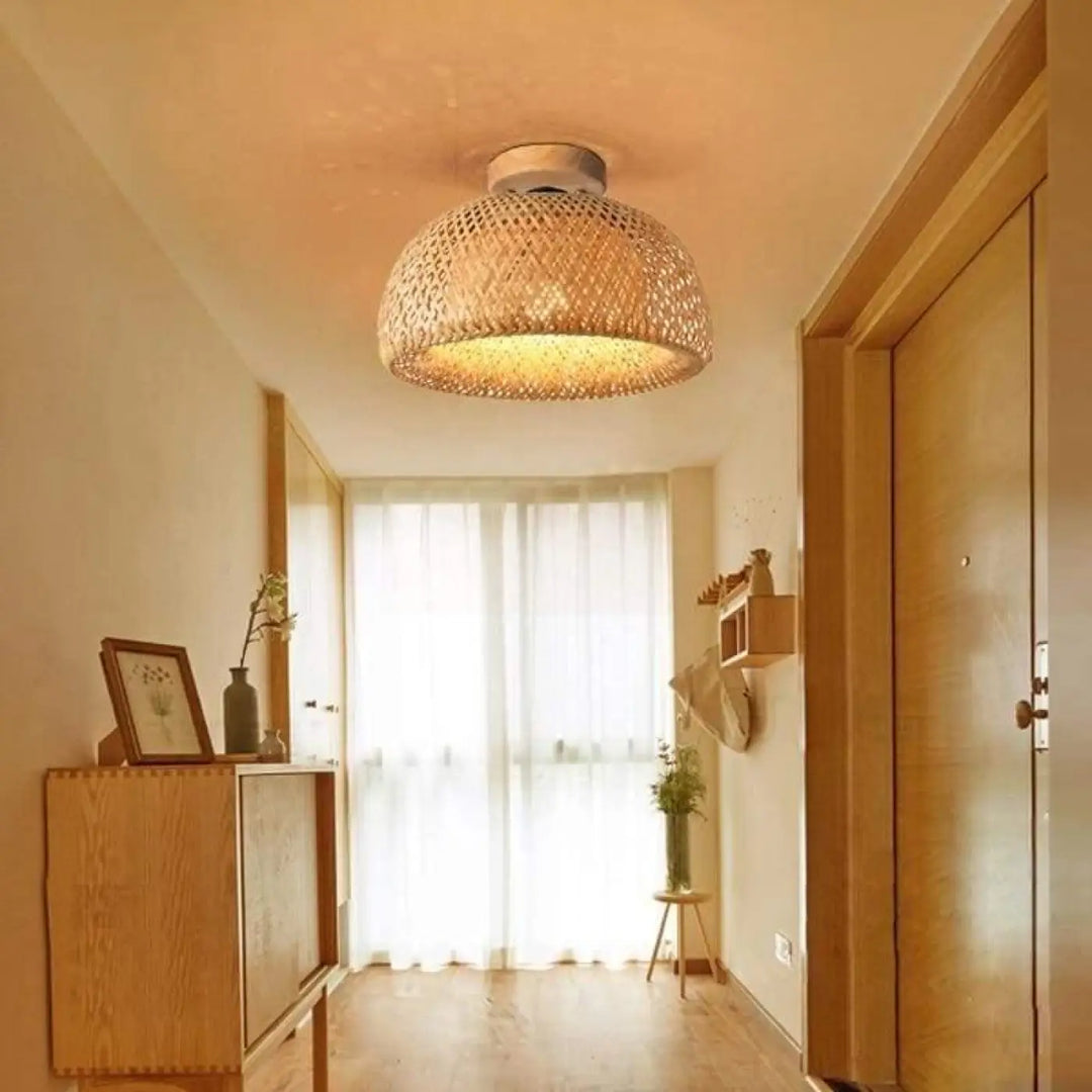 Plafonnier Bambou Rotin | Lustria