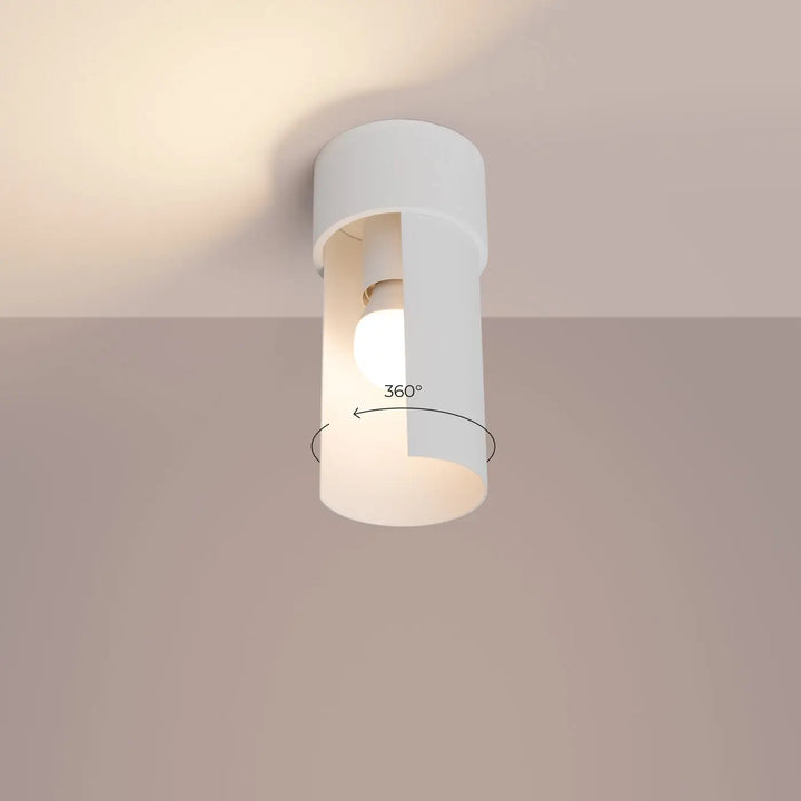 Luminaire plafonnier flash blanc avec lampe flash à feuille rotative et design moderne 360 degrés