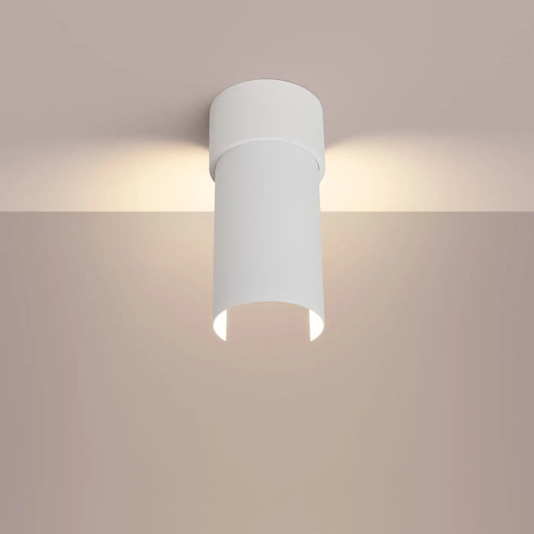 Luminaire plafonnier lampe flash blanc cylindrique avec design moderne et feuillu rotative pour lumière ambiante douce