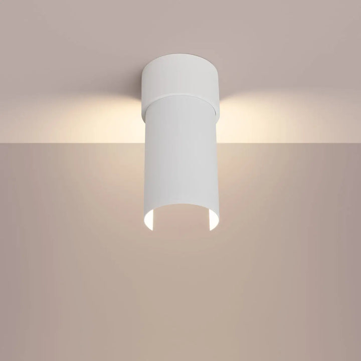Luminaire plafonnier lampe flash blanc cylindrique avec design moderne et feuillu rotative pour lumière ambiante douce