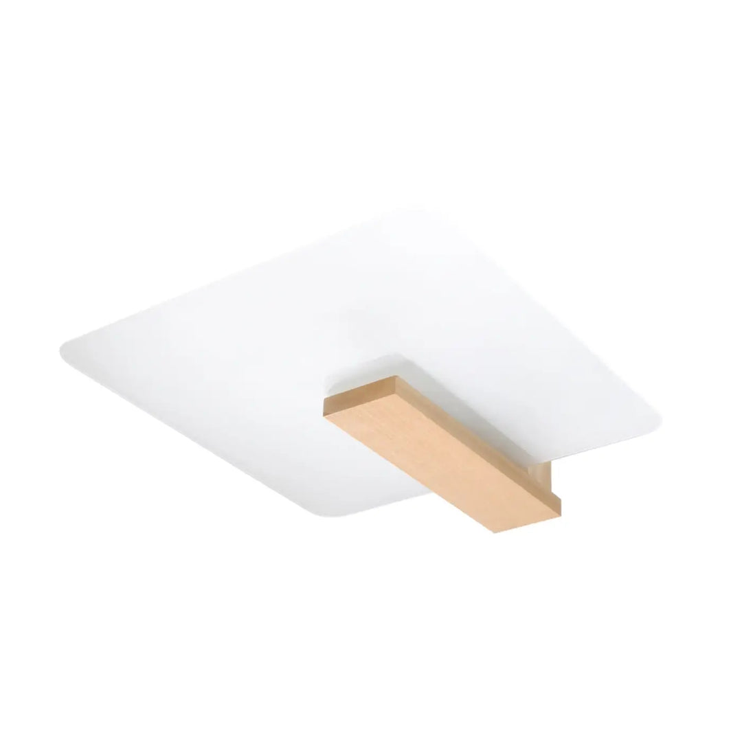 Luminaire plafonnier lappo en bois naturel avec diffuseur blanc givré design intemporel lampes surprenantes