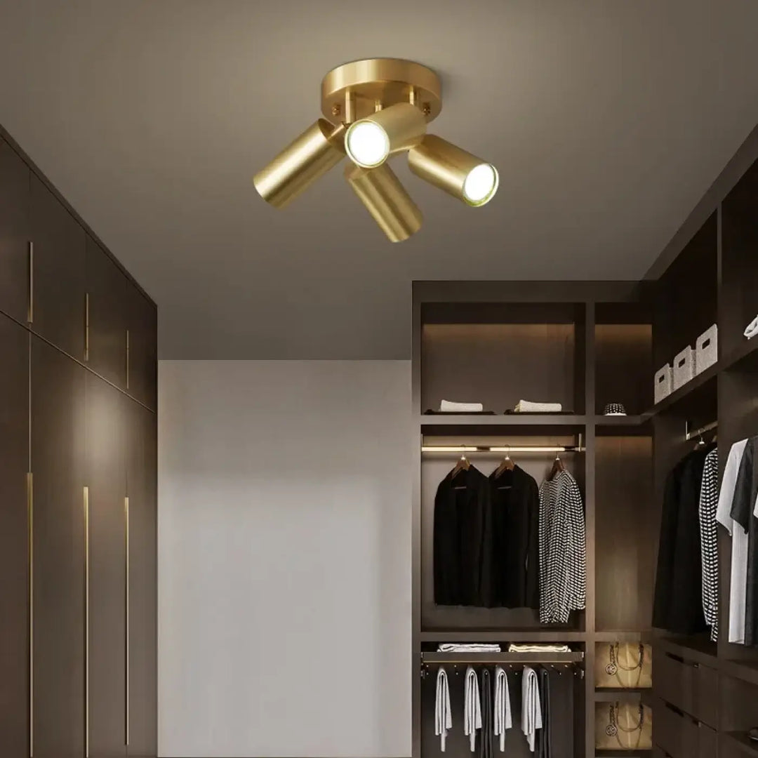 Postmodern Style Ceiling Lamp Spotlight Down Light Iron Gold 2/3/4Heads Aisle Corridor Store Lighting Adjustable