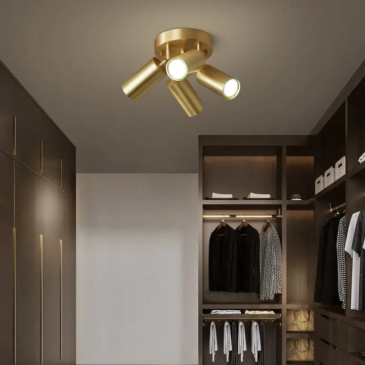 Postmodern Style Ceiling Lamp Spotlight Down Light Iron Gold 2/3/4Heads Aisle Corridor Store Lighting Adjustable
