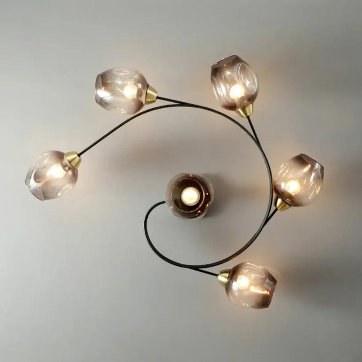 Plafonnier Contemporain Avec Boules Verre Transparent Élégant