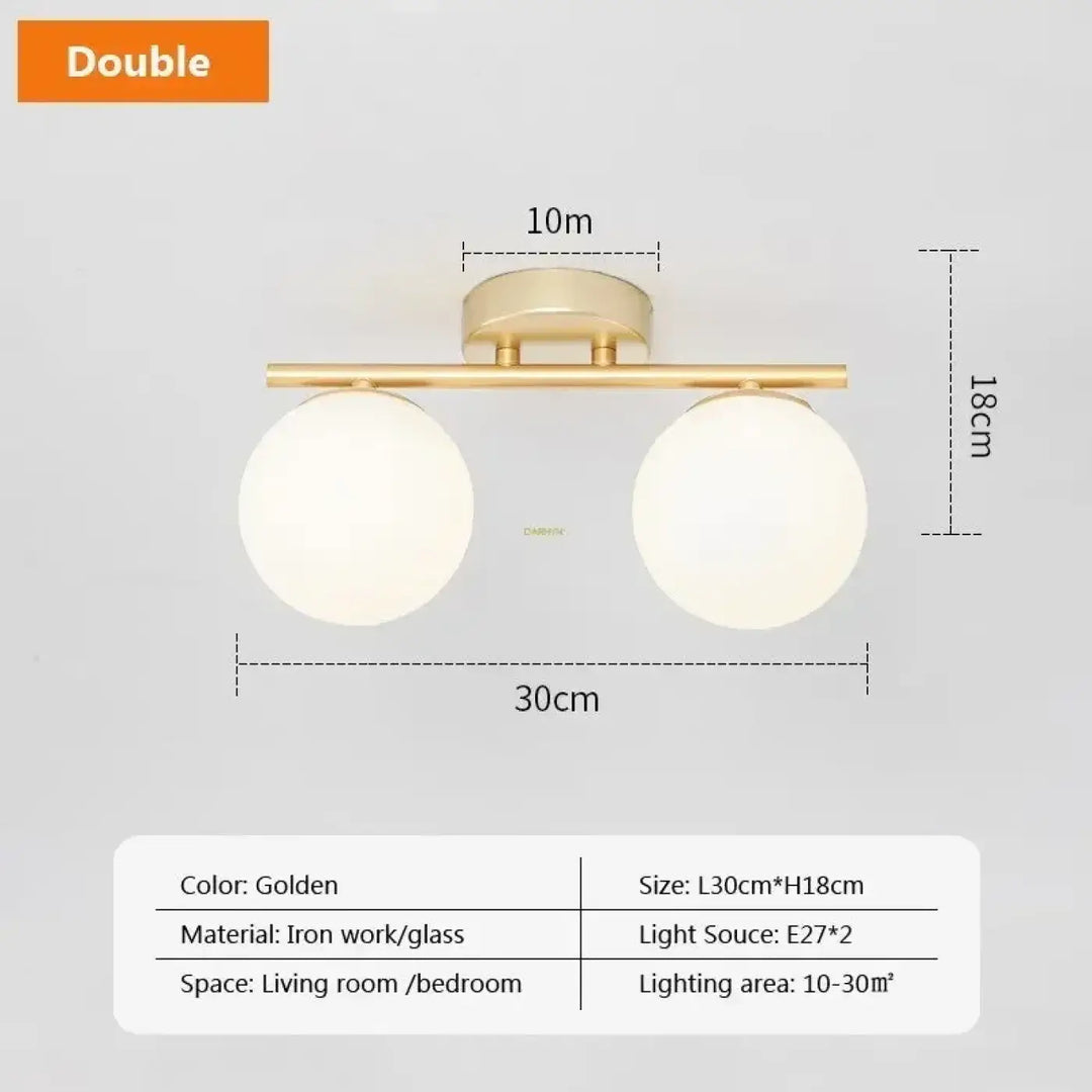 Plafonnier à deux globes lumineux style design élégant