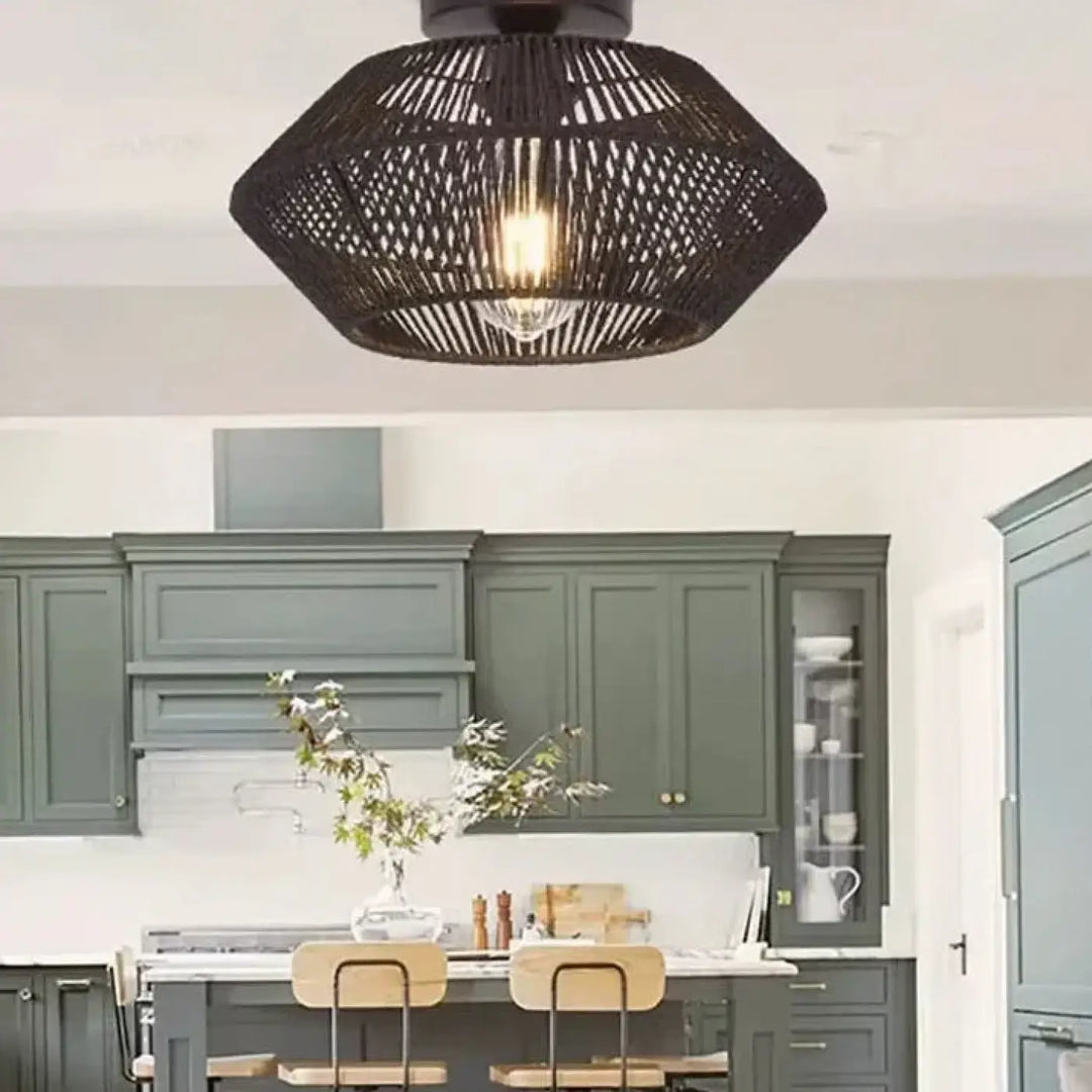 Plafonnier en corde tressée style naturel et élégant