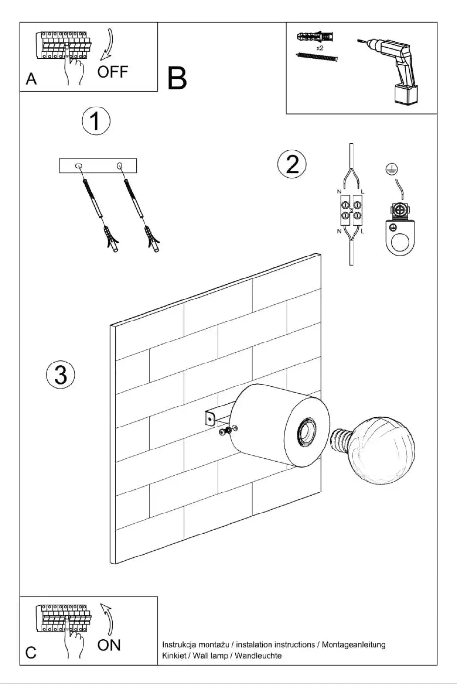 L’applique murale salgado en béton avec ampoule apparente et fixation murale de style loft