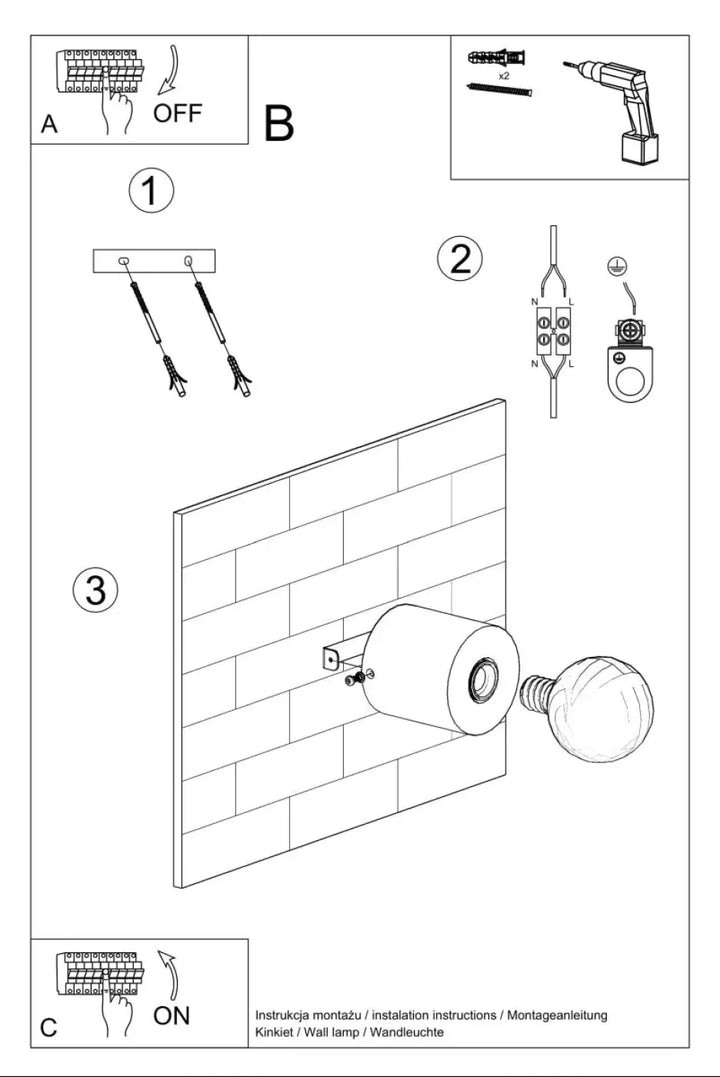 L’applique murale salgado en béton avec ampoule apparente et fixation murale de style loft