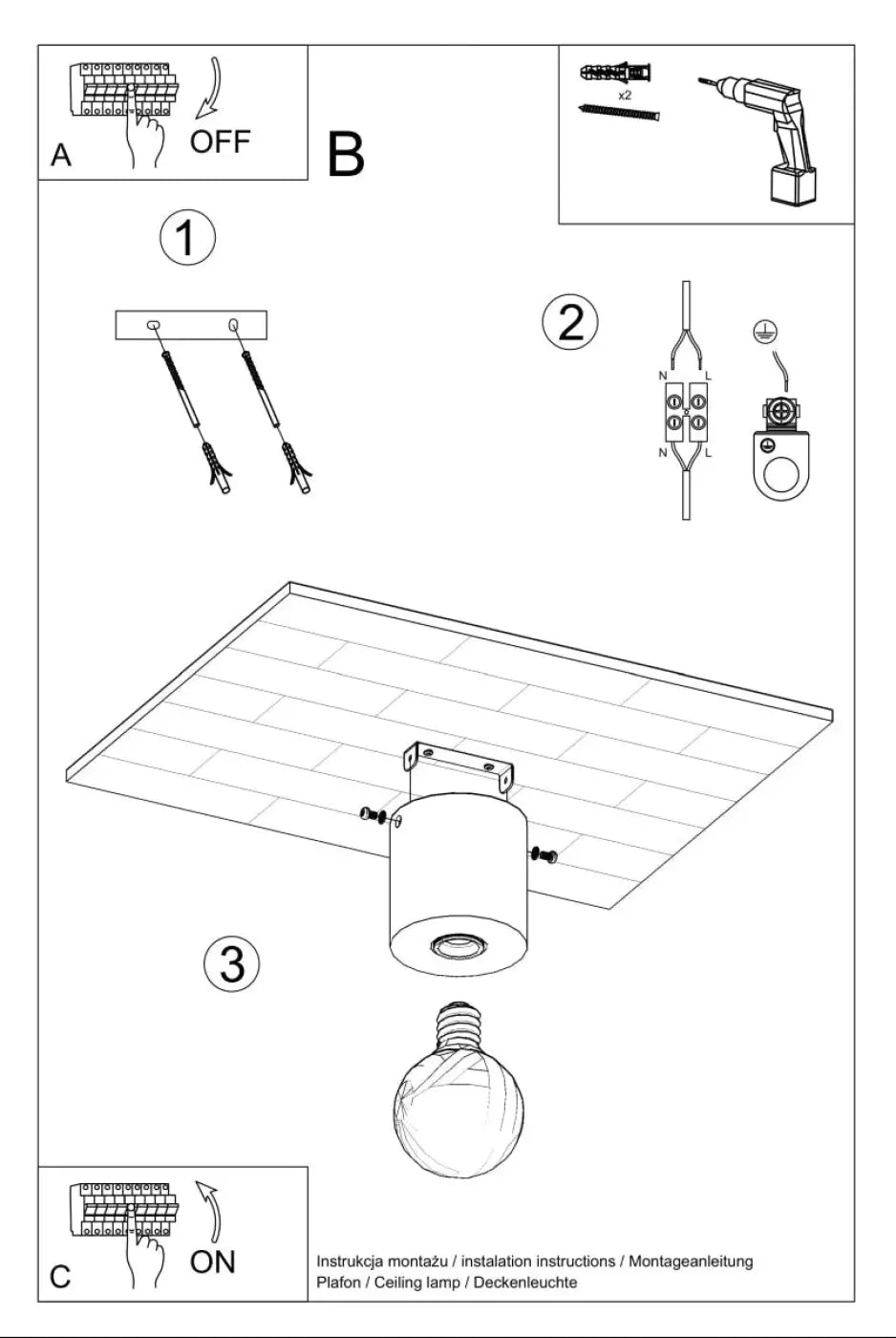Schéma d'installation du luminaire