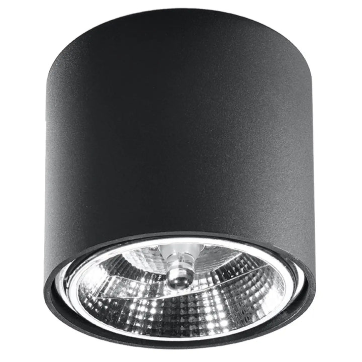 Plafonnier tiube noir cylindrique avec finition mate et intérieur réfléchissant pour un plafonnier moderne forme minimaliste