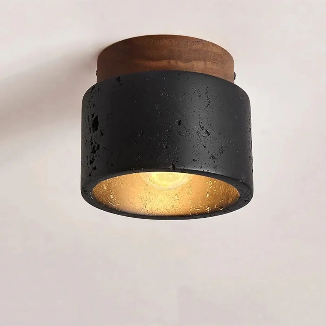 Plafonnier cylindrique et marbre design moderne style noir
