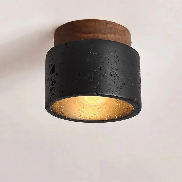 Plafonnier cylindrique et marbre design moderne style noir