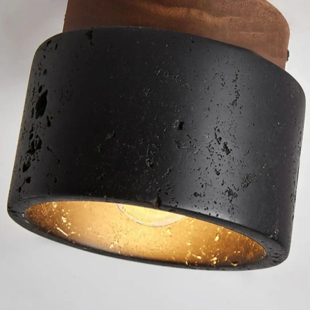 Plafonnier cylindrique et marbre design moderne style noir