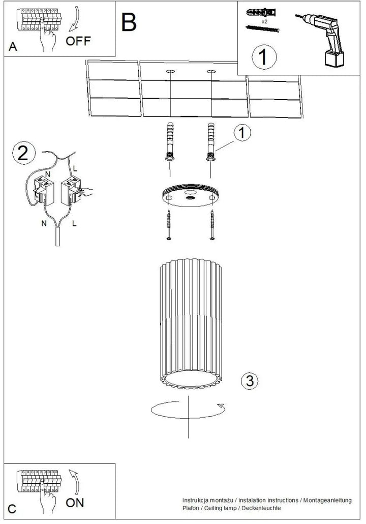 Luminaire plafonnier ivar beige avec abat-jour modernes rainurés cylindrique à base évasée pour confort d’utilisation et design expressif