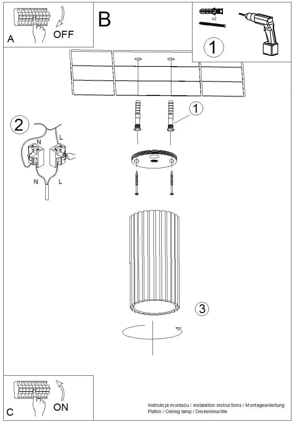 Luminaire plafonnier ivar noir avec abat-jour modernes rainurés cylindrique à base évasée pour confort d’utilisation et design expressif