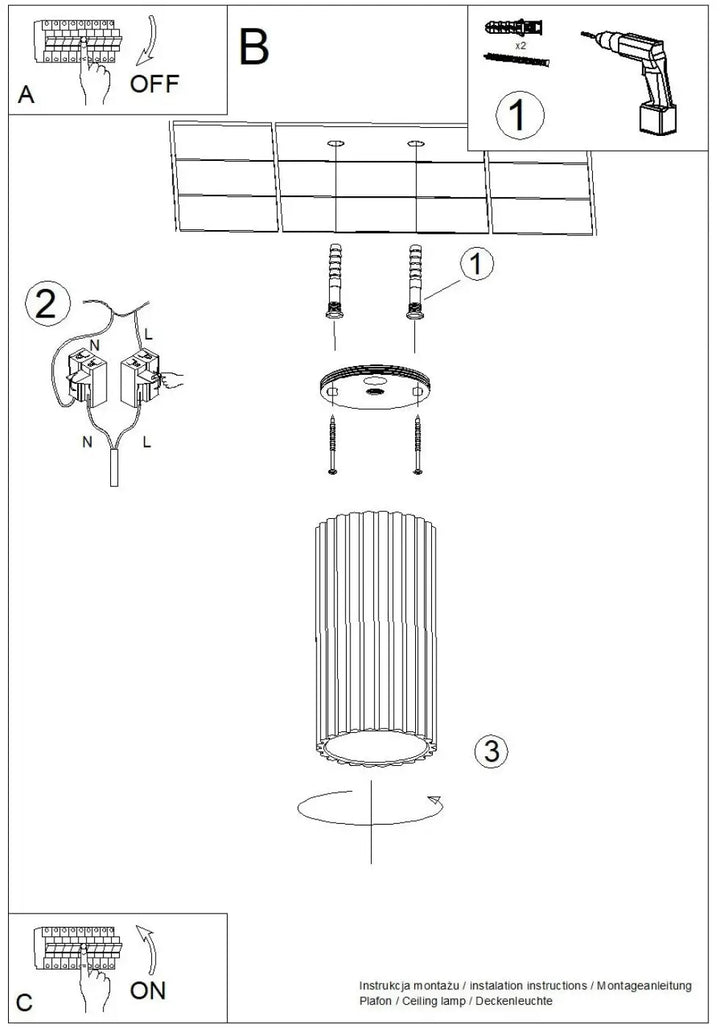 Luminaire plafonnier ivar noir avec abat-jour modernes rainurés cylindrique à base évasée pour confort d’utilisation et design expressif