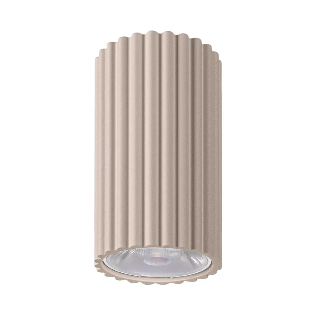 Luminaire plafonnier ivar taupe led 3000k beige fluted spotlight avec abat-jour modernes rainurés et design expressif