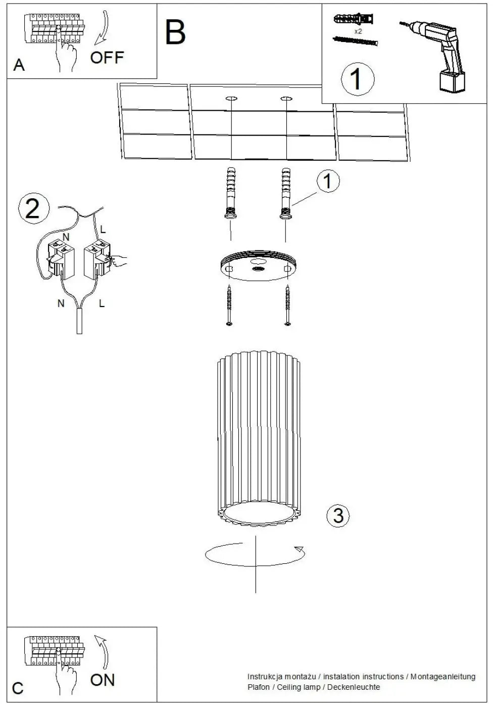 Luminaire plafonnier ivar ultramarine led 3000k avec abat-jour modernes rainurés cylindrique pour un design expressif et confort d’utilisation