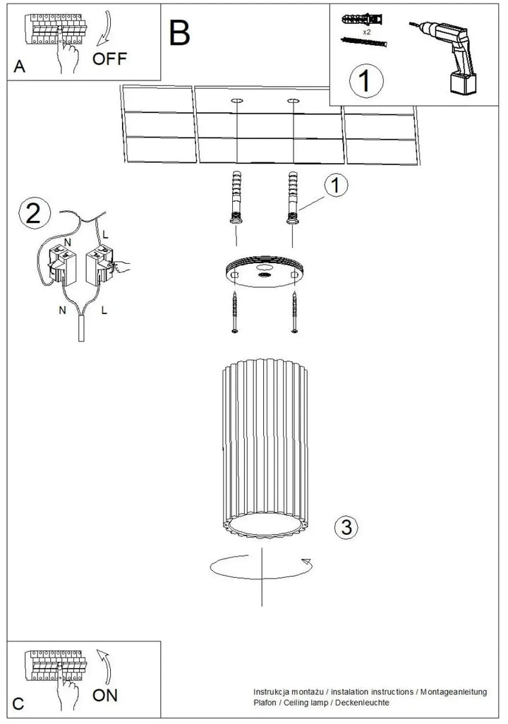 Luminaire plafonnier ivar ultramarine led 3000k avec abat-jour modernes rainurés cylindrique pour un design expressif et confort d’utilisation