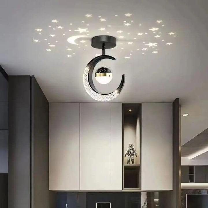 Plafonnier décoratif enfant lune suspendue étoilée design