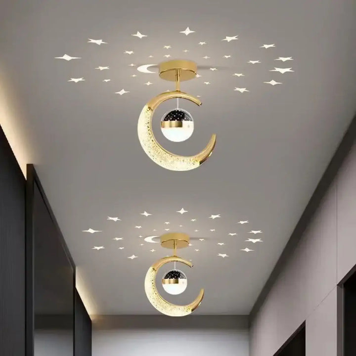 Plafonnier décoratif enfant lune suspendue étoilée design