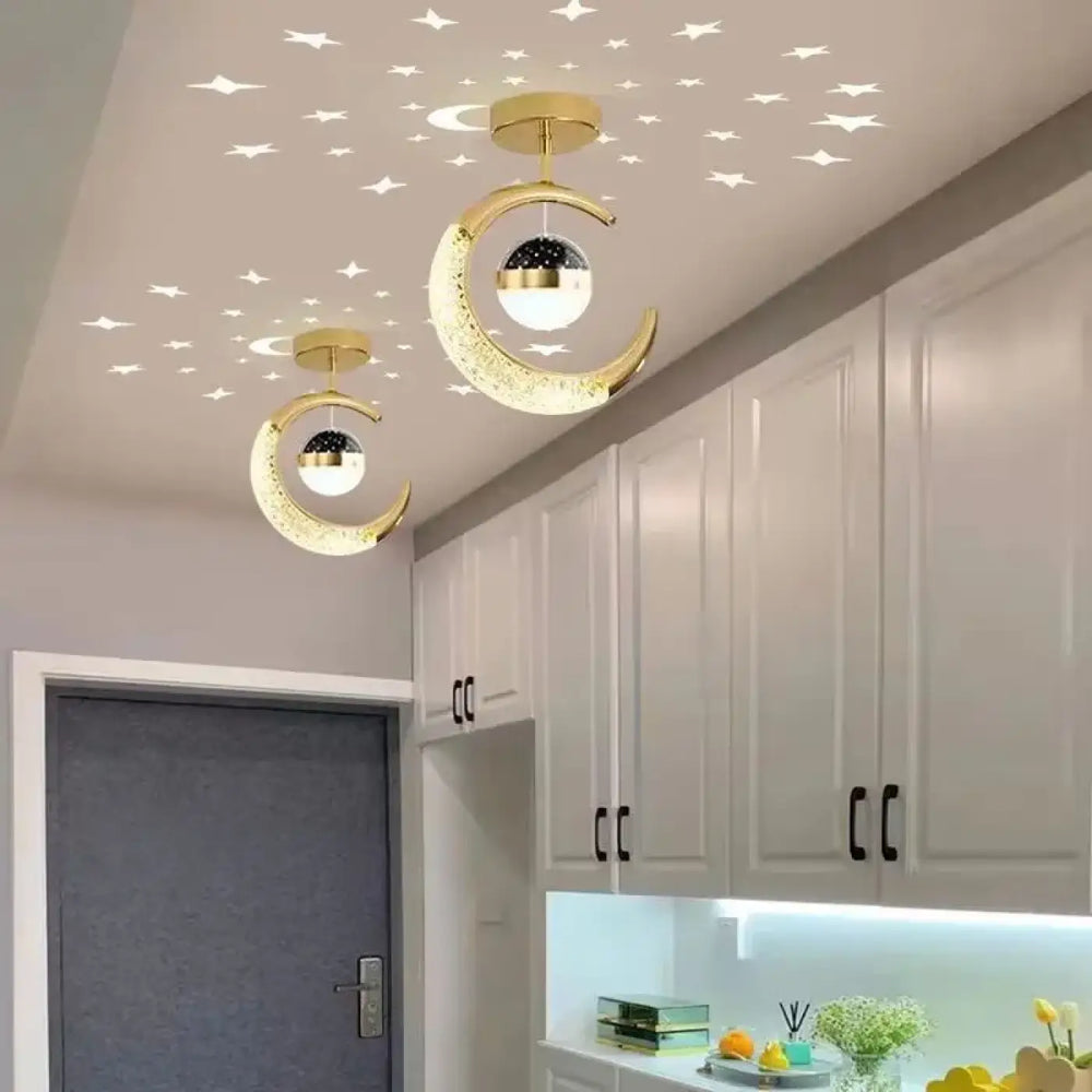 Plafonnier décoratif enfant lune suspendue étoilée design