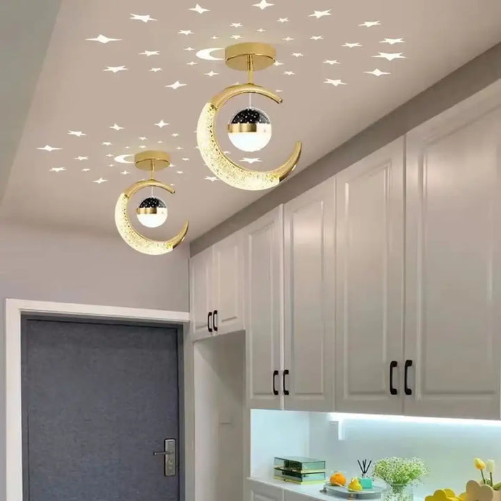 Plafonnier décoratif enfant lune suspendue étoilée design