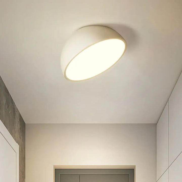 Plafonnier demi sphère blanc led design moderne blanc noir