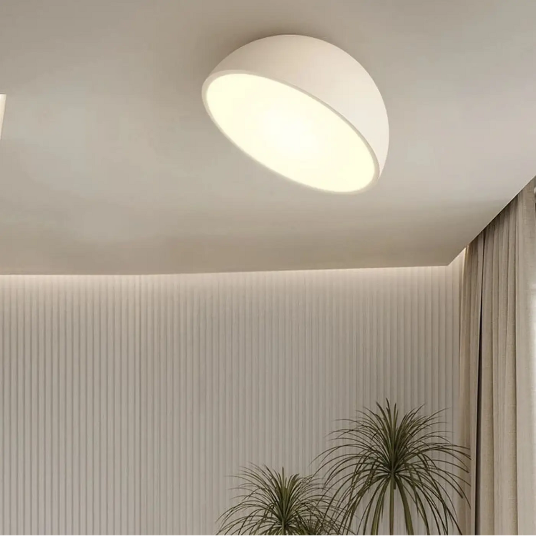Plafonnier demi sphère bois led design moderne naturel