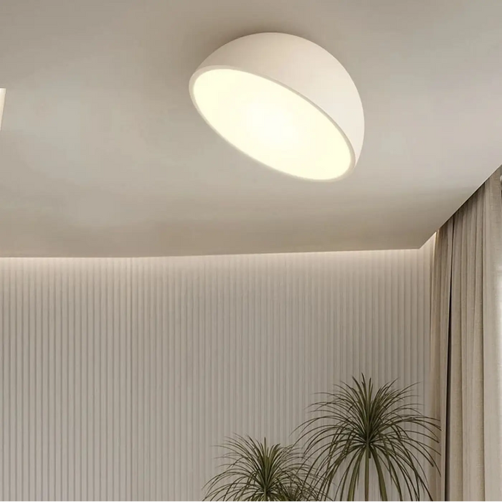 Plafonnier demi sphère bois led design moderne naturel