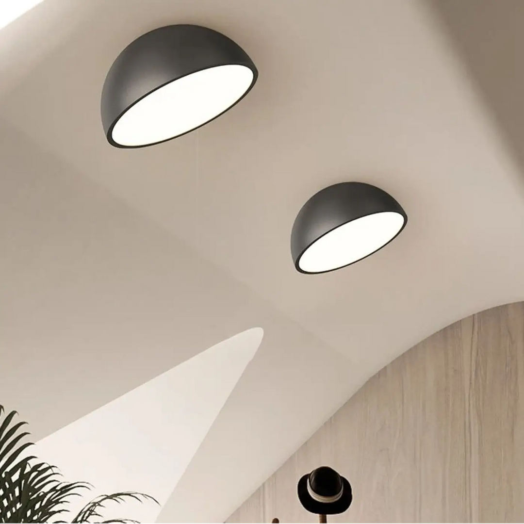 Plafonnier demi sphère bois led design moderne naturel