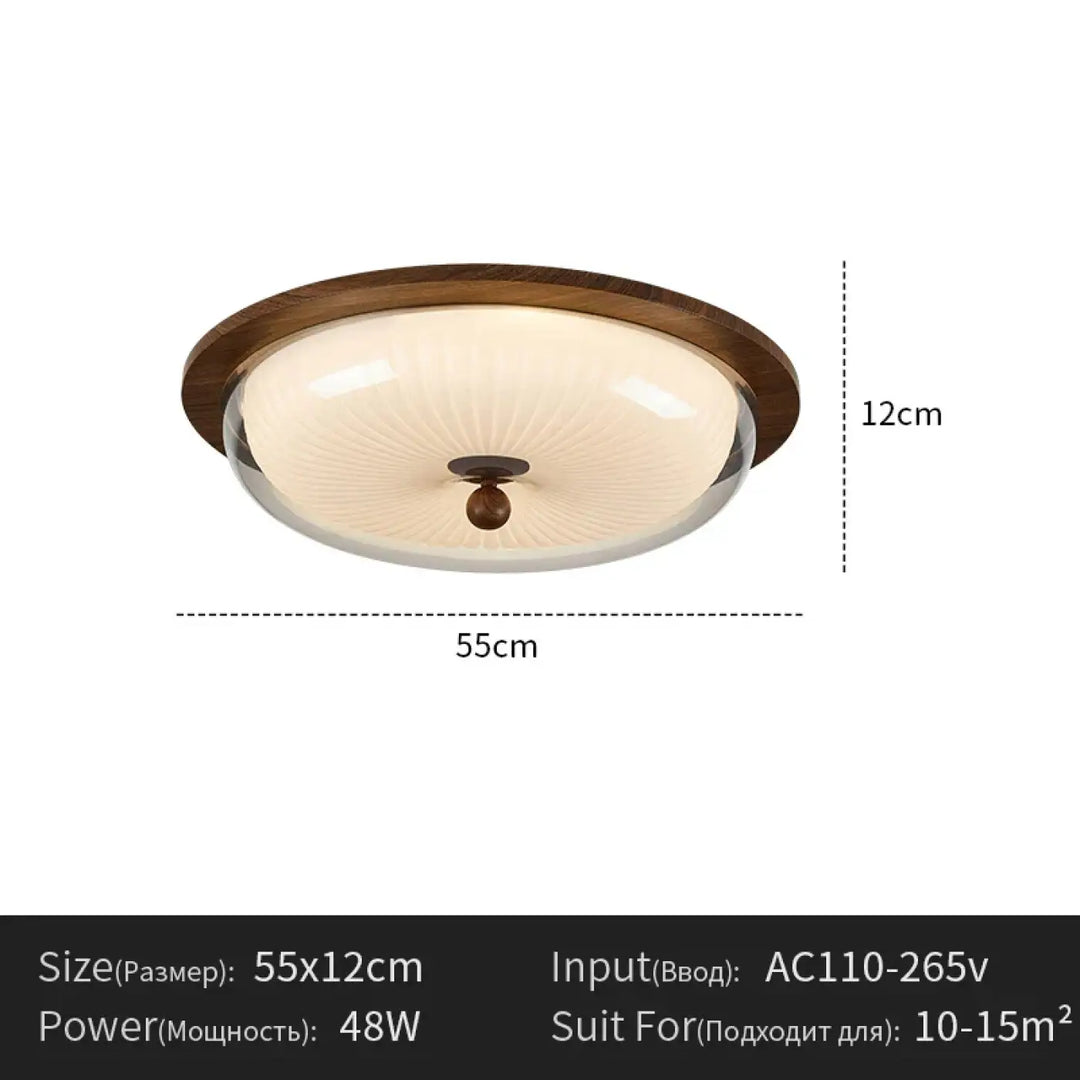 Plafonnier design en bois et verre à éclairage doux moderne