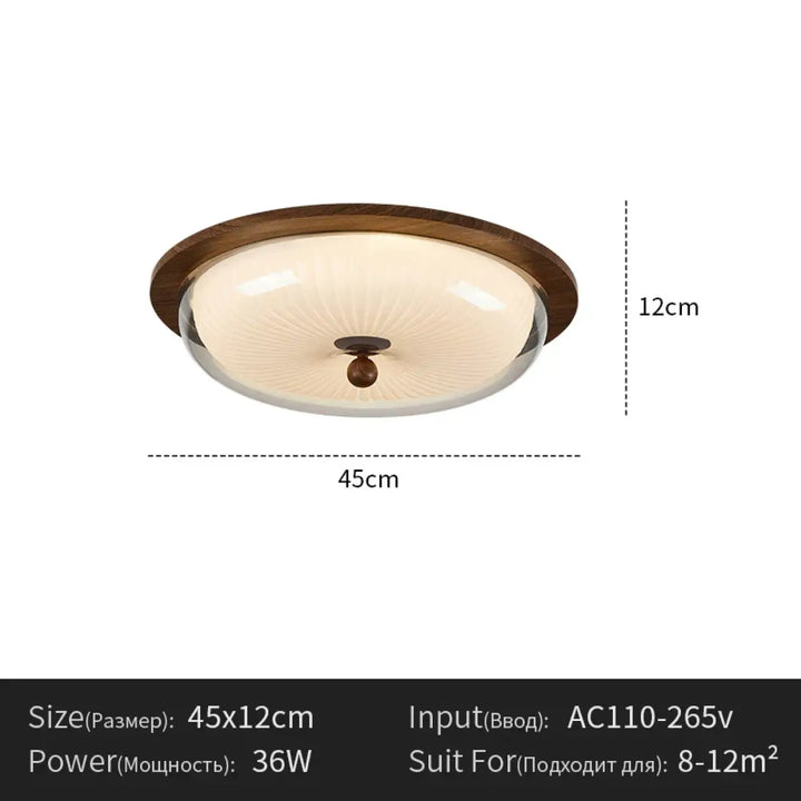 Plafonnier design en bois et verre à éclairage doux moderne