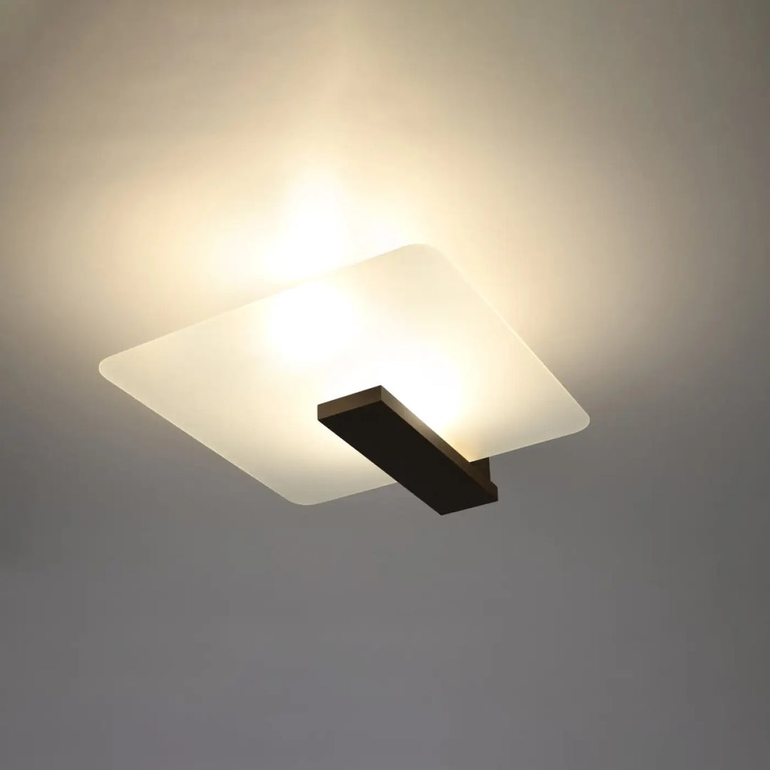 Luminaire plafonnier lappo wenge avec diffuseur en verre dépoli et cadre en métal foncé pour lampes surprenantes bois lappo