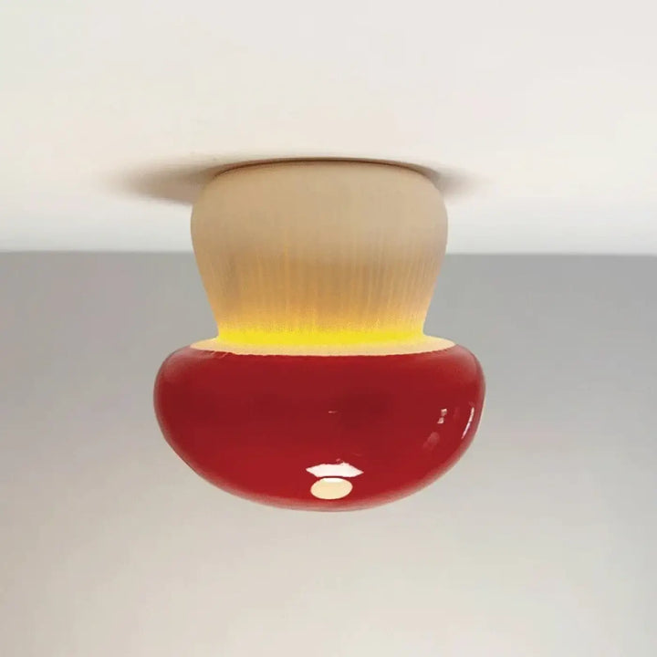 Luminaire plafonnier champy en forme de champignon rouge et beige à finition brillante pour décoration intérieure plus qu’un simple plafonnier design