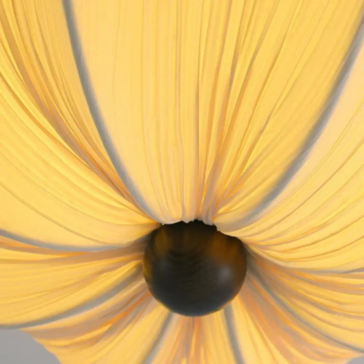Luminaire plafonnier lianha avec abat-jour plissé en tissu crème jaune doux à rayures grises subtiles