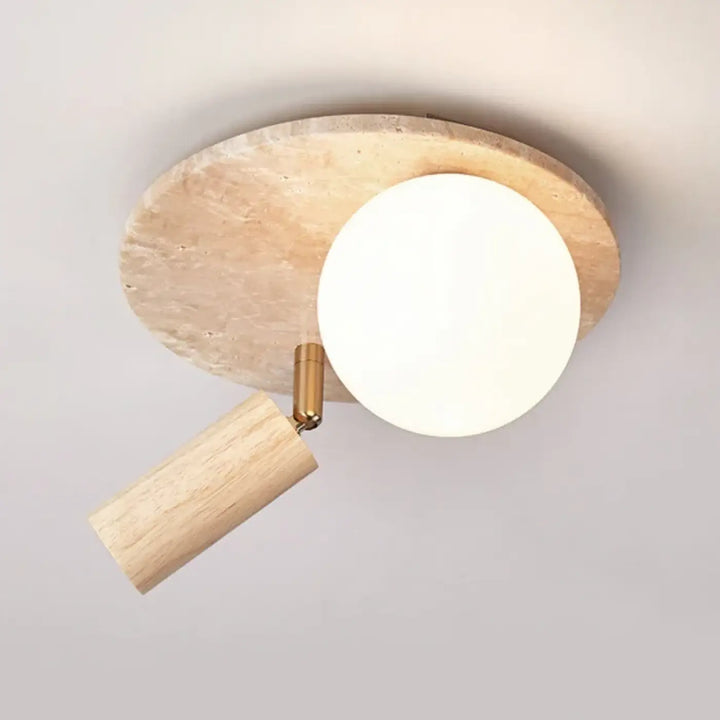 Plafonnier design élégant en pierre et bois moderne style