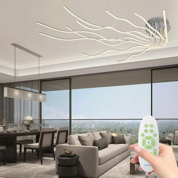 Luminaire plafonnier écumia avec design plafonnier design blanc led moderne et boîtier métallique central fluide plus qu’un luminaire