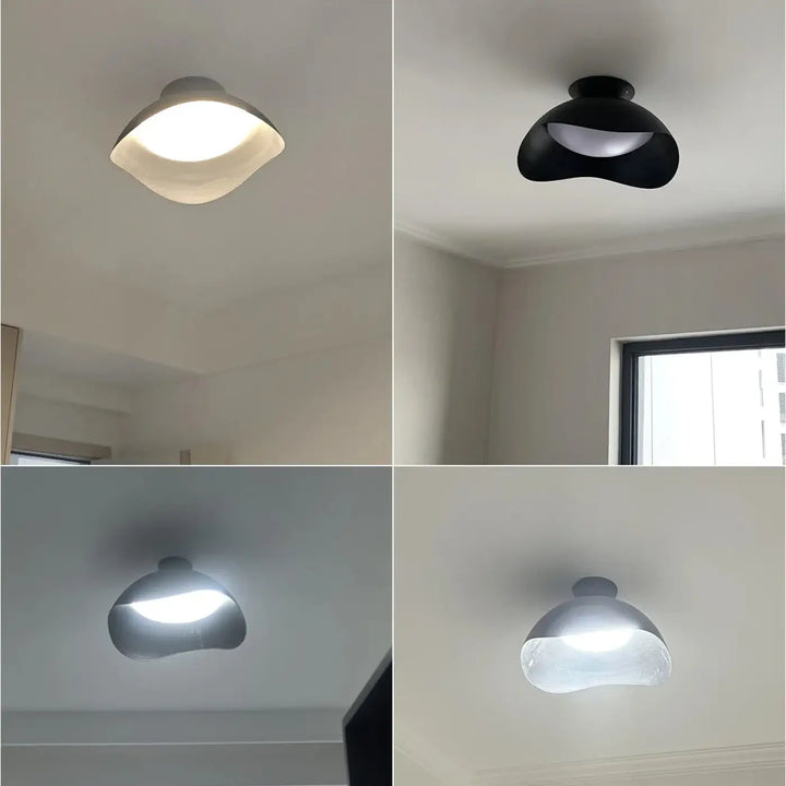 Plafonnier design blanc moderne forme sculptée lumineuse