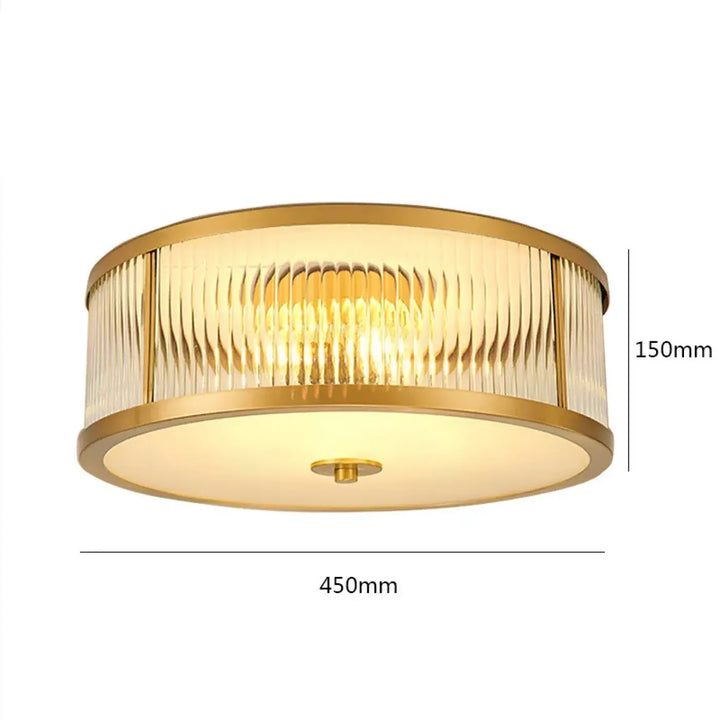 Plafonnier design moderne en verre strié doré