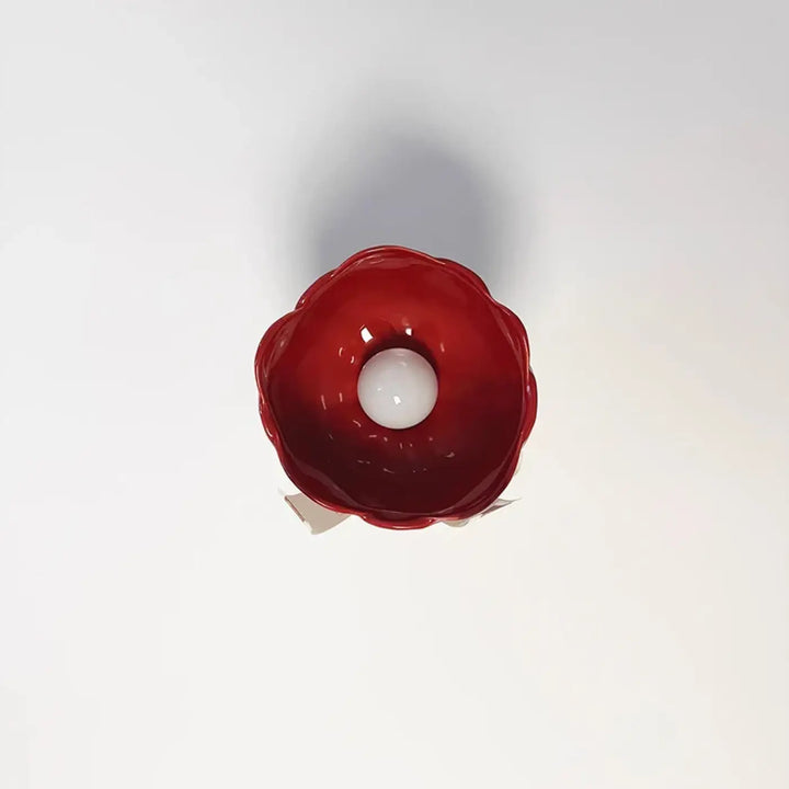 Luminaire plafonnier gift y en céramique rouge brillante avec un nœud décoratif pour décoration intérieure d’un objet pensé