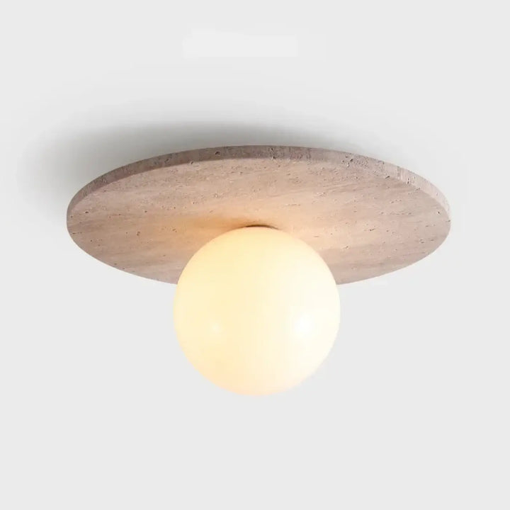 Plafonnier design en Pierre clair et globe en verre blanc moderne

