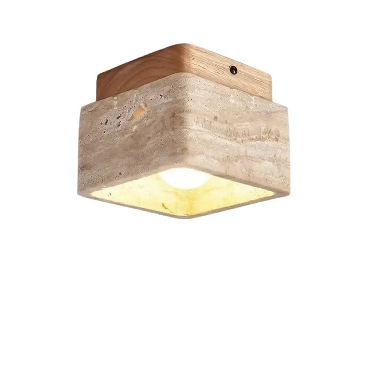 Plafonnier design luminaire plafonnier rtinah avec bois naturel et pierre beige texturée pour décoration intérieure chaleureuse