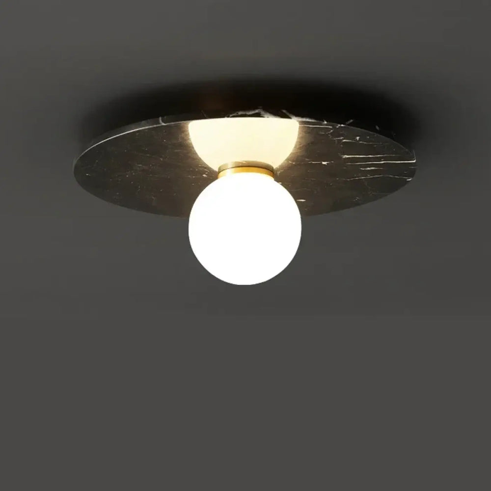 Plafonnier design en pierre verte et verre opalin moderne